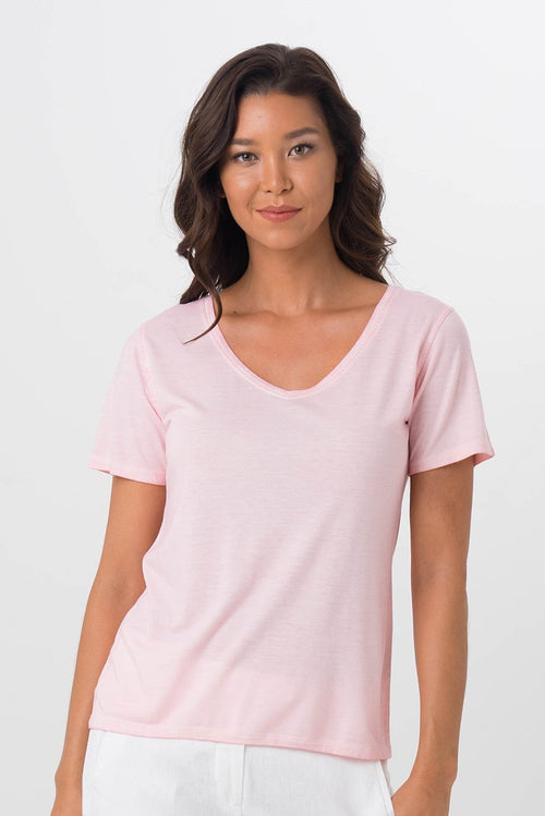 Basic V-Neck T-Shirt Pink - By The Sea Bali